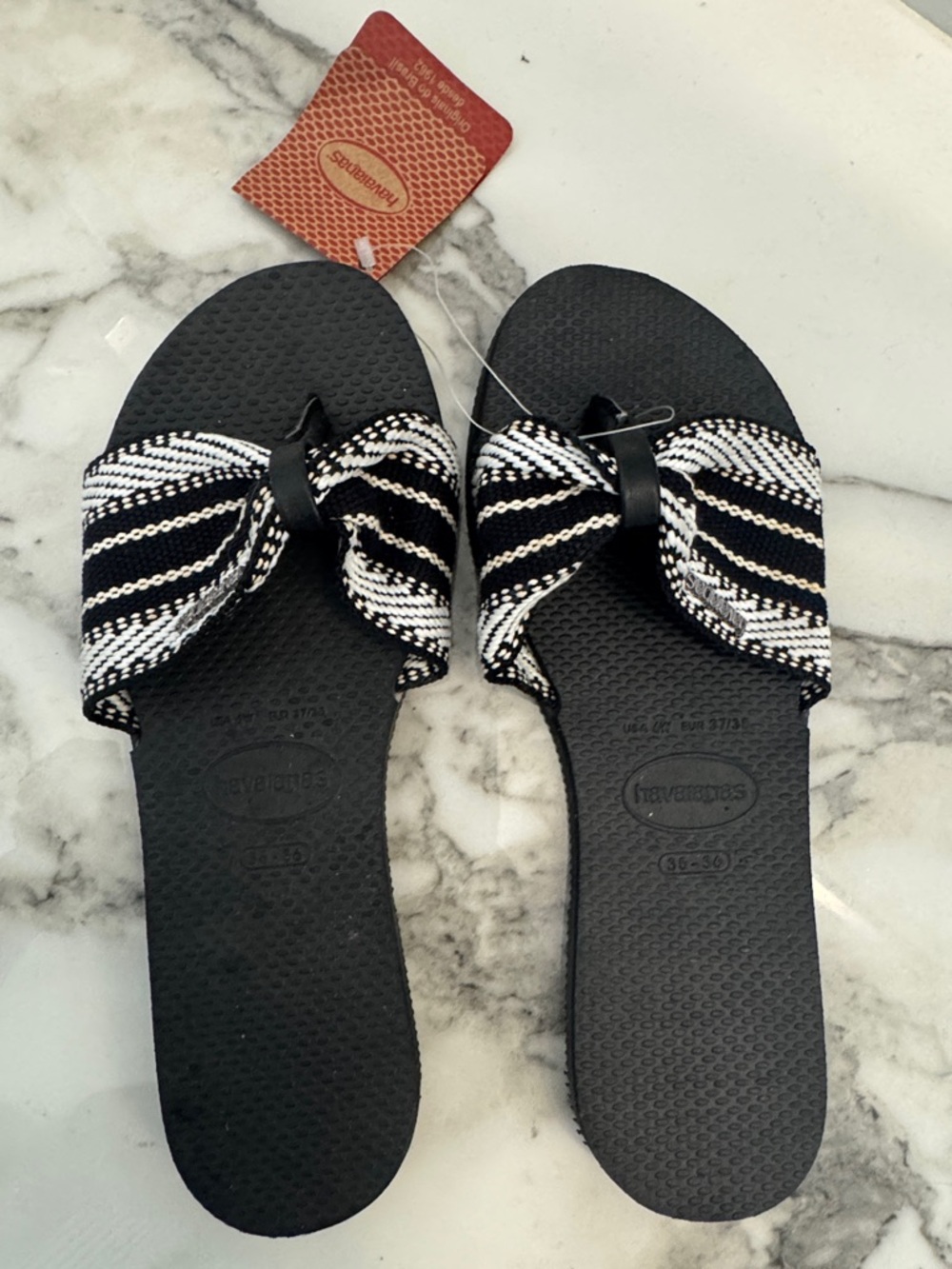 Havaianas Women's Black & White Knotted Slide Sandals